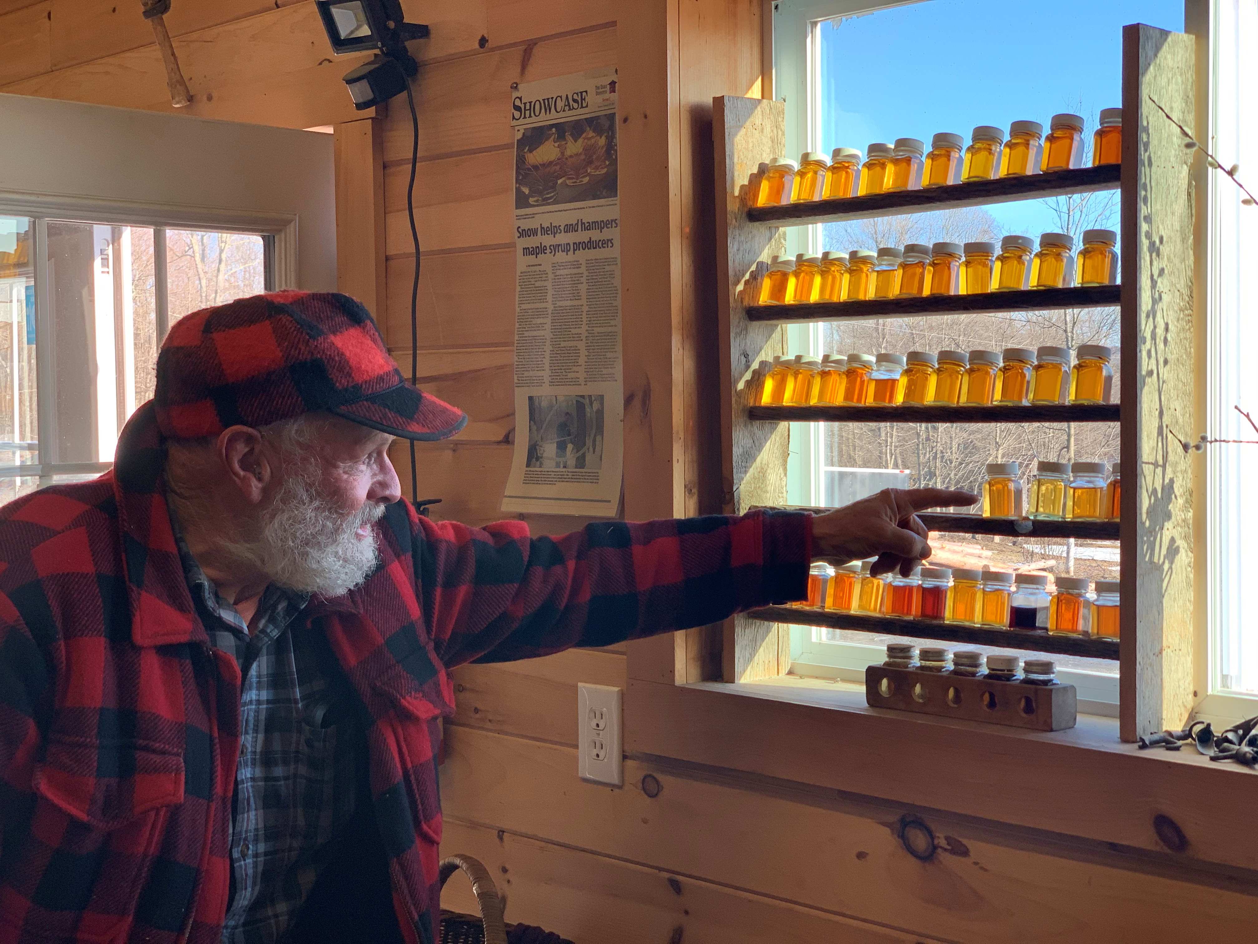 Collection of maple syrup samples at Silloway Maple.