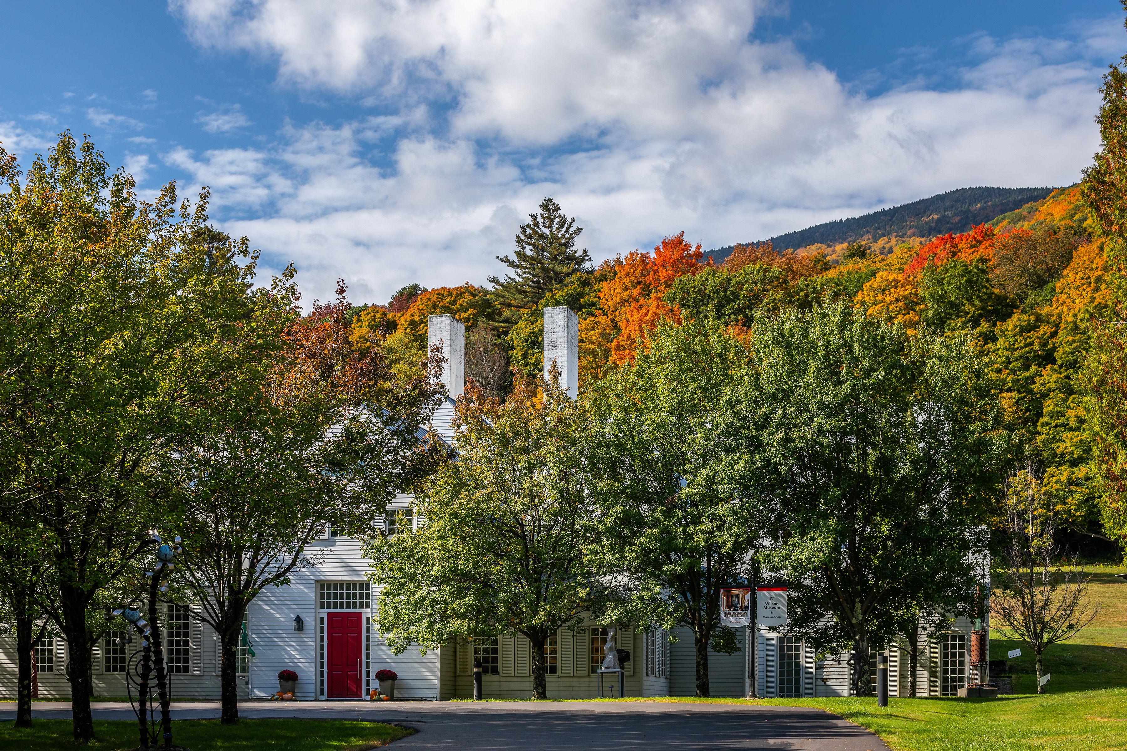 Exterior and surroundings of Southern Vermont Arts Center.